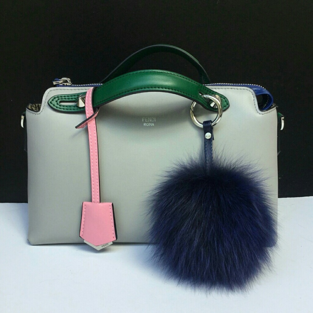 Fur pom pom purse charm Keychain